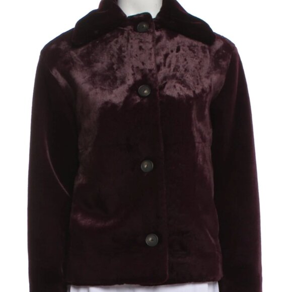 NWT Vince Plush Faux Fur Plum Wine Casual Jacket XXS $592 - Picture 15 of 16